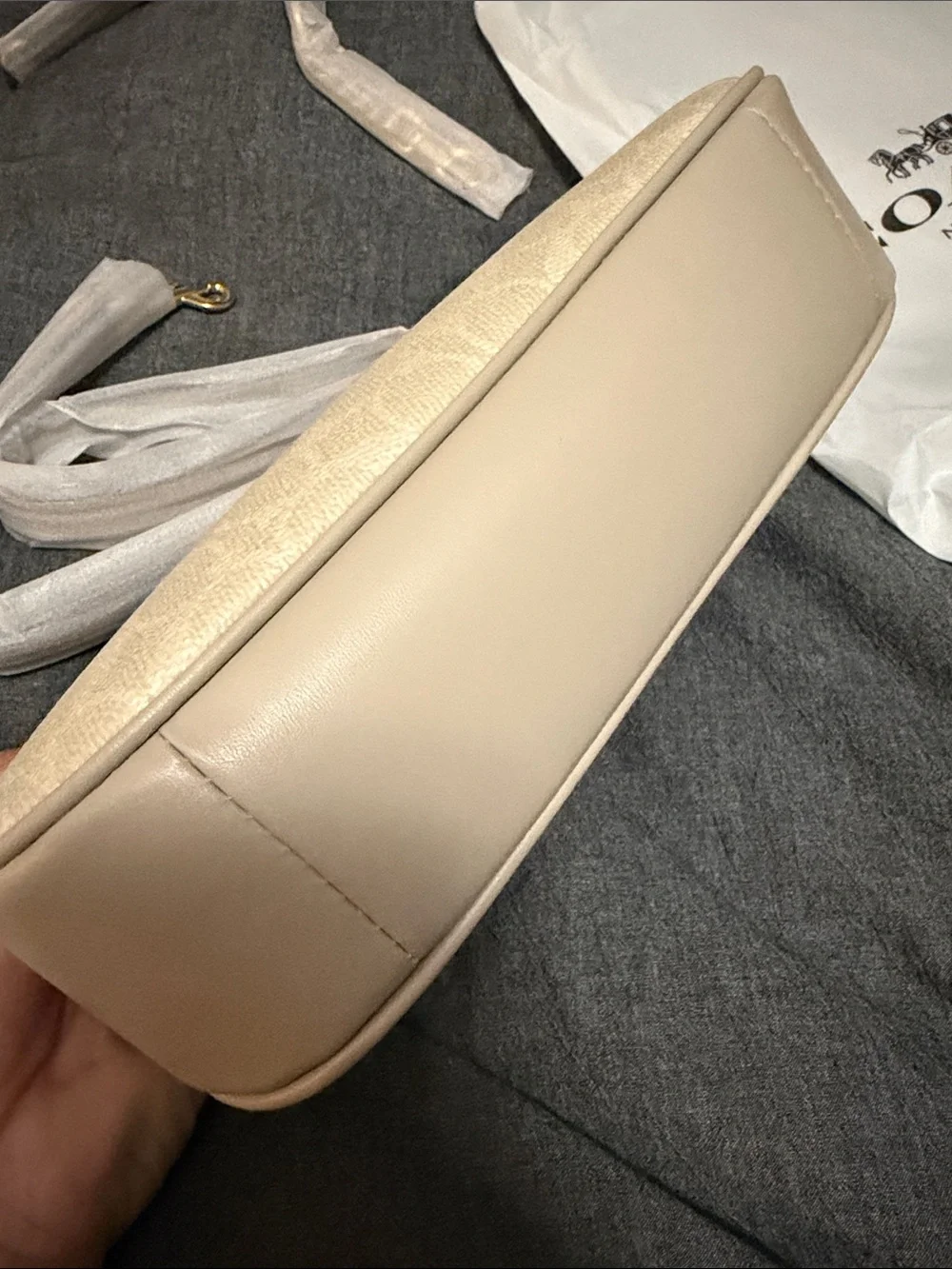 Coach Cream Signature Crossbody Bag with Gold Hardware